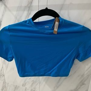 skims LIMITED EDITION mykonos blue crop top